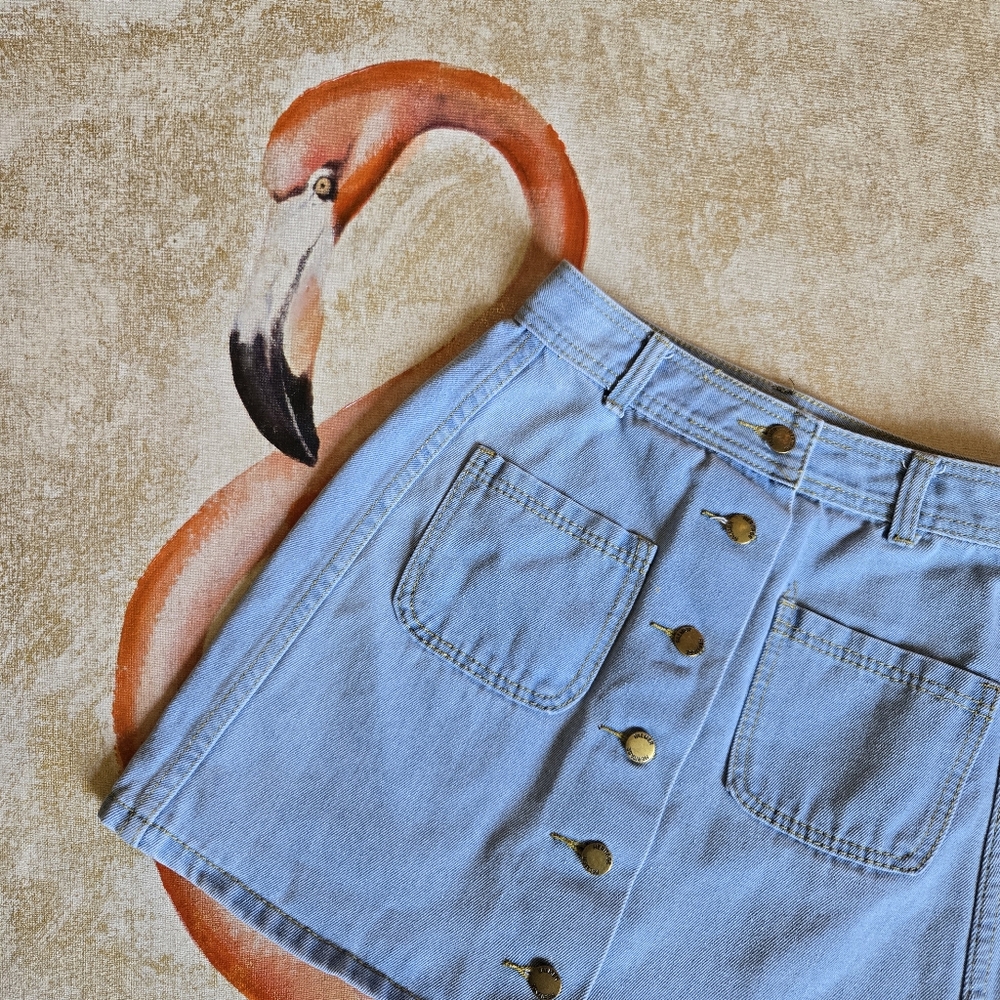 Falmer Heritage Denim Jean Skirt Button Front Blue Cotton XS Extra Small
